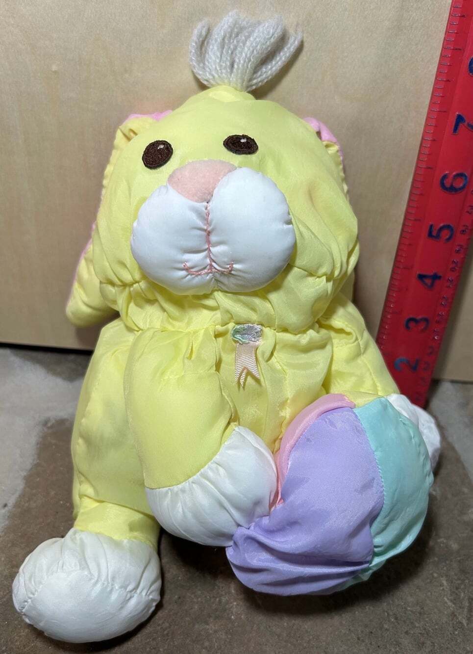 Yellow Fisher Price Puffalump Easter Bunny with Easter Egg minor wear READ